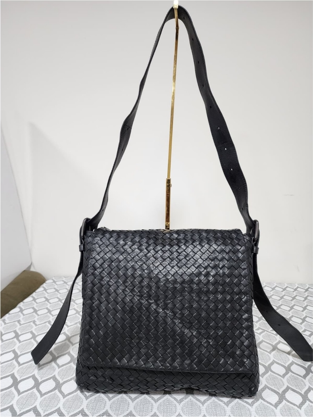 BOTTEGA VENETA Nappa Intrecciato Messenger Bag Black